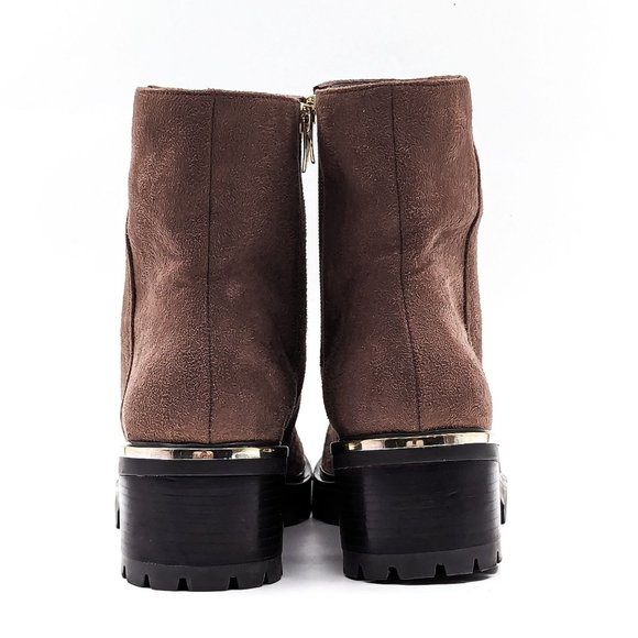 Nine West Women Ronda Brown Fabric Zip Lug Dressy Office Boots size 11 - Picture 9 of 12